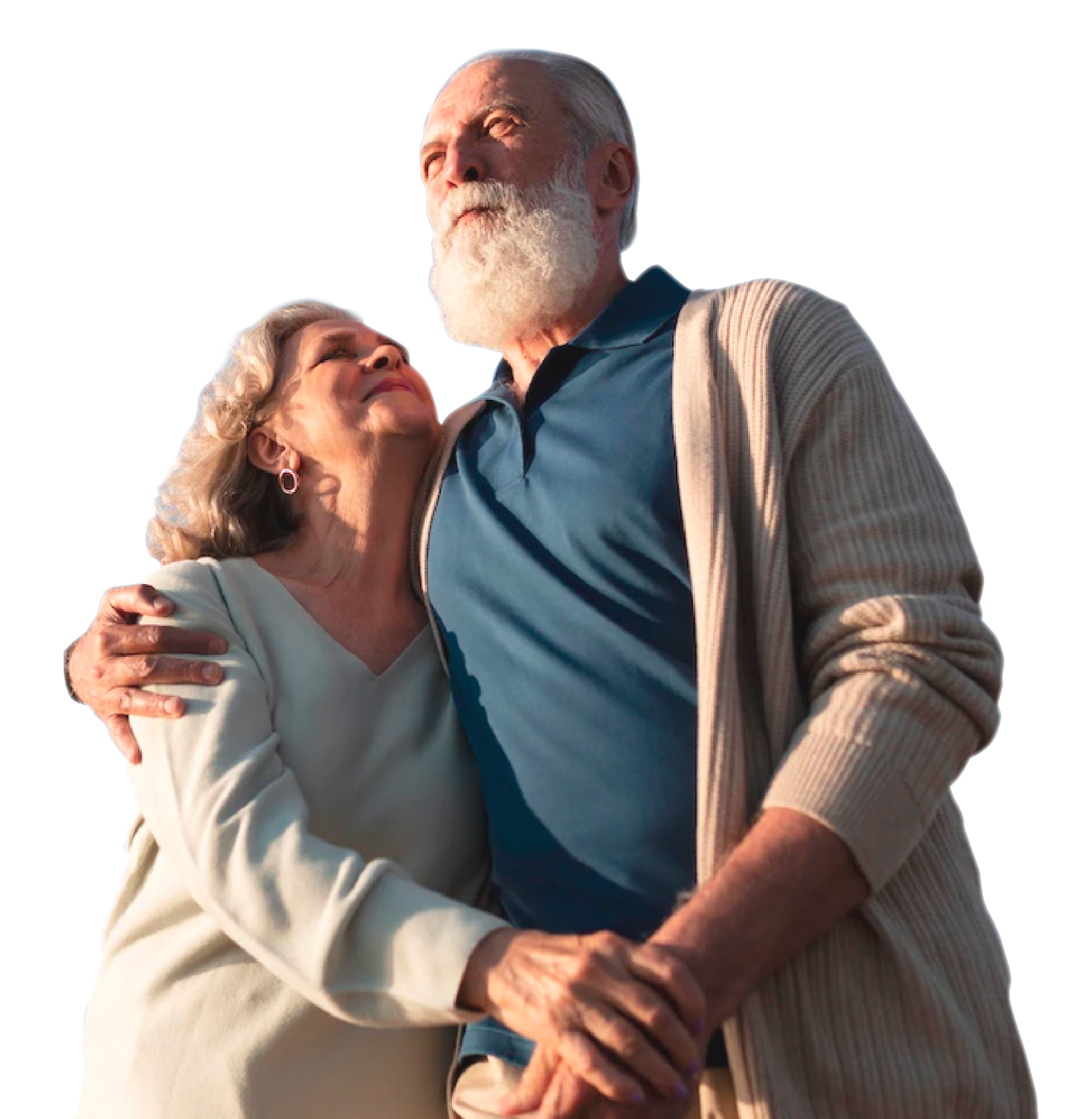 Ancianos abrázandose